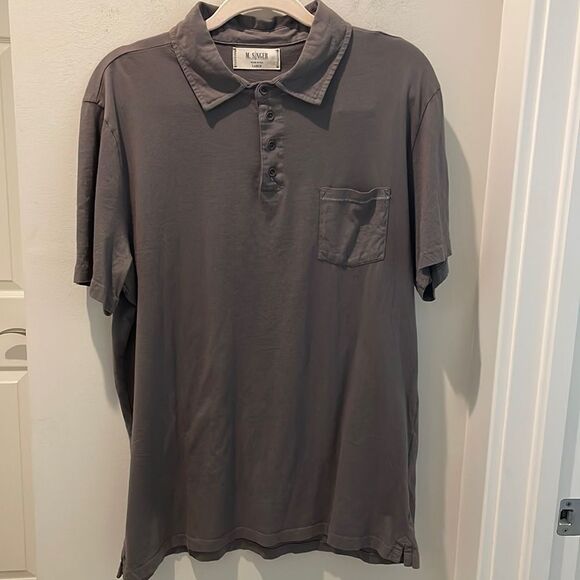 New M.Singer gray polo T-shirt size large - Picture 1 of 7